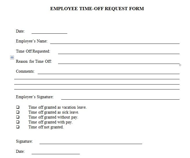 Employee time off request form